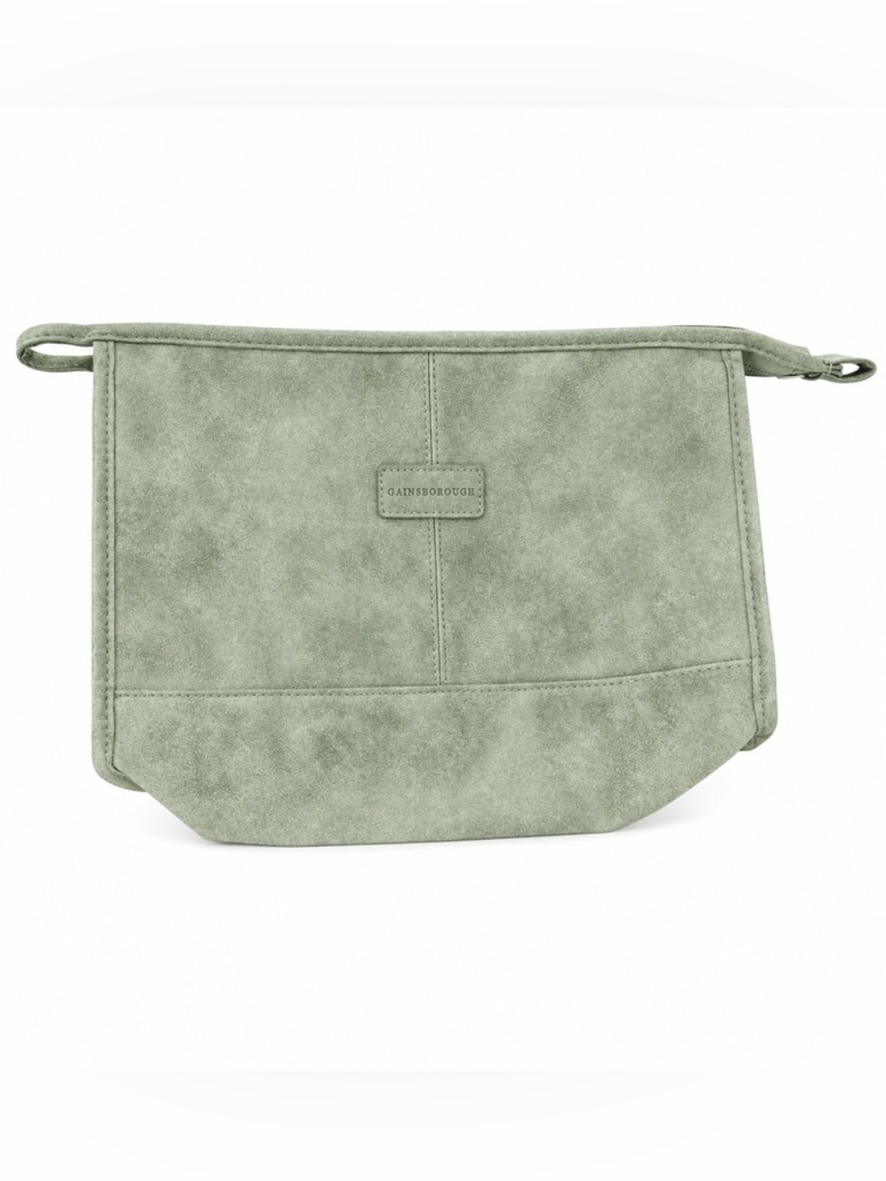 Gainsborough Sage Green Faux Suede Travel cosmetic Bag